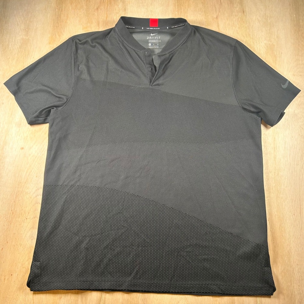 Nike Tiger Woods Collection Dri-FIT Golf Polo Black Blade Collar Mens XL